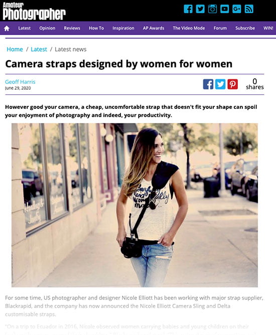 UK's Amateur Photographer Website Reviews BlackRapid's Nicole Elliott Line of Women's Camera Straps 1