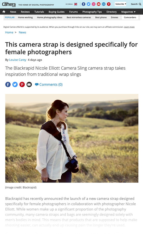 UK's Digital Camera World Reviews BlackRapid's Nicole Elliott Line of Women's Camera Straps 1